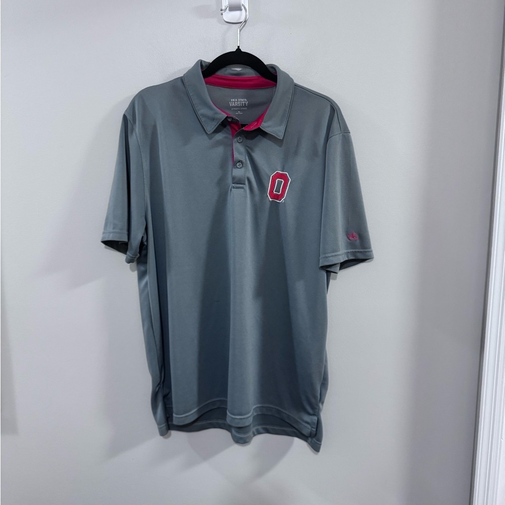 Men's Ohio State Varsity Authentic Apparel Gray Polo Casual Shirts. Size XL